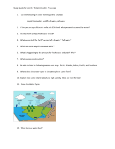 Study Guide for Unit 5: Water in Earth`s Processes List the following
