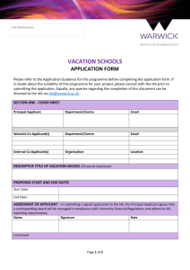 Application form - University of Warwick