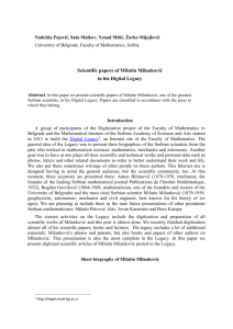 Scientific papers of Milutin Milanković in his Digital Legacy