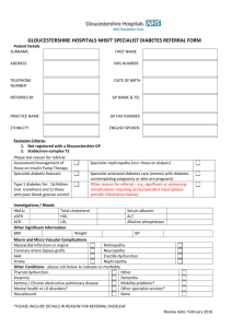 Specialist Diabetes Referral Form - Gloucestershire Hospitals NHS