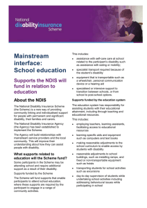 Fact sheet: Supports the NDIS will fund in relation to education