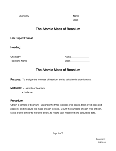 The Atomic Mass of Beanium