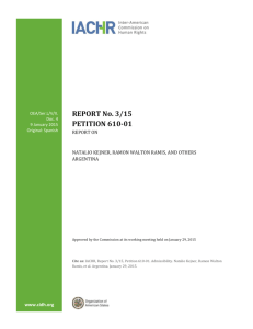 REPORT No. 3/15 PETITION 610-01 - Organization of American States