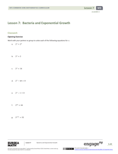 Lesson 7: Bacteria and Exponential Growth