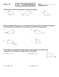 Algebra II Quiz Review 13