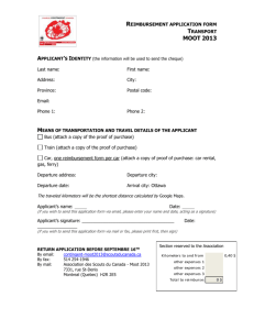 Reimbursement application form Transport MOOT 2013 Applicant`s