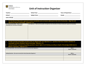 Unit of Instruction Organizer - NEE
