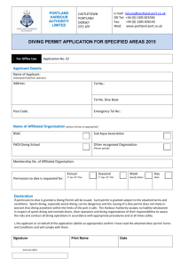 Diving permit application form