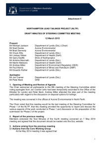 MINUTES NLTP STEERING COMMITTEE MEETING 12 March 2015