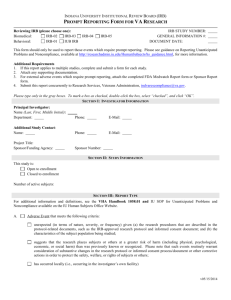 VA Prompt Reporting Form - Office of Research Compliance