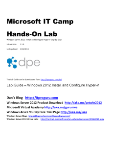 IT Camp -Hands On Lab (HOL) Hyper-v Step-By
