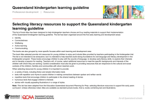 Kindergarten: Selecting literacy resources, QKLG