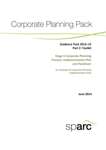 5a Example of Corporate Planning Implementation Plan