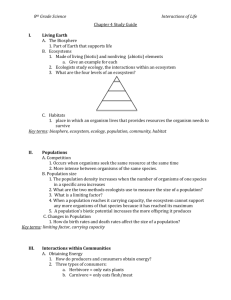 8th Grade Science Interactions of Life Chapter 4 Study Guide Living