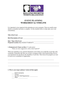 KWO Event Planning worksheet - Killingworth Women`s Organization