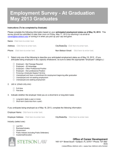 Employment Survey - At Graduation May 2013 Graduates
