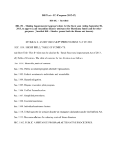 HR 152 Sandy Supplemental - Stafford Act Amendments
