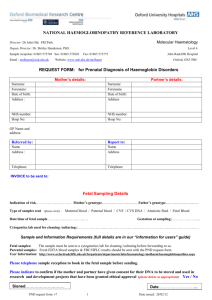 National Haemoglobinopathy Reference Laboratory request form