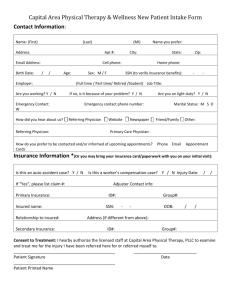 Capital Area Physical Therapy & Wellness New Patient Intake Form