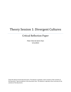 Theory Session 1: Divergent Cultures