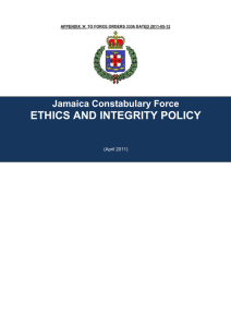 Jamaica Constabulary Force Ethics and Integrity Policy