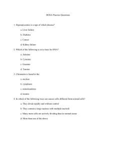 HOSA Practice Questions 1. Hyperglycemia is a sign of which