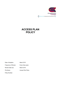 Access Plan - Kingsthorpe College