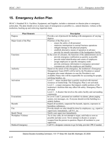 H.15. Emergency Action Plan - Distance Education and Training