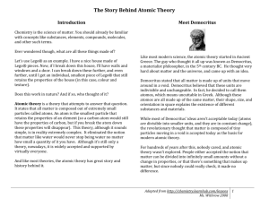 The Story Behind Atomic Theory Introduction