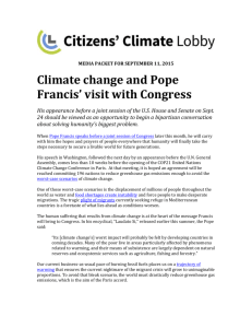 Climate Change and Pope Francis` Visit to Congress