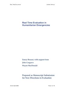 Real Time Evaluation in Emergency Aid