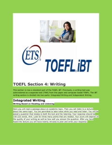 TOEFL Section 4: Writing