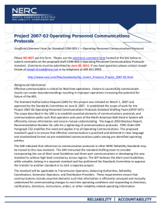 Project 2007-02 Operating Personnel Communications Protocols