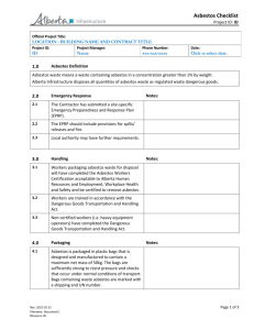 EMS Asbestos Checklist template - Alberta Ministry of Infrastructure