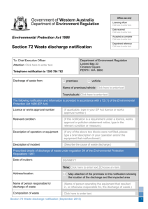 Section 72 Waste Discharge Notification form