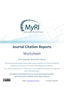 Worksheet on Using Journal Citations Reports