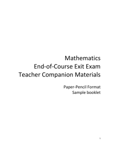 Teacher Companion Materials, EOC Exit Exams Mathematics End