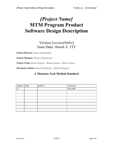 MTM Program Product Software Design Description