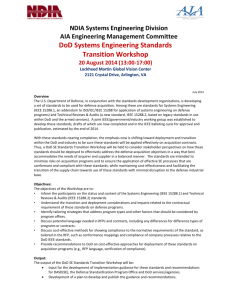 DoD Systems Engineering Standards Transition Workshop