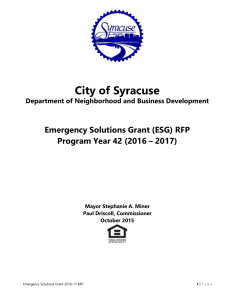Emergency Solutions Grant (ESG) RFP