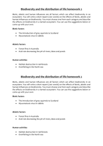Biodiversity and the distribution of life homework 2