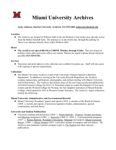 Miami University Archives Orientation Handout