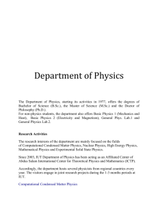 Department of Physics Isfahan University of Technology