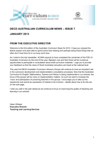 decd australian curriculum news – issue 7 january 2013 from the