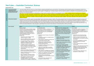 Year 6 plan * Australian Curriculum: Science