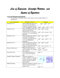 System of Equations, Scientific notation Review packet