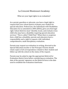 Request to Evaluate Form - La Crescent Montessori Academy