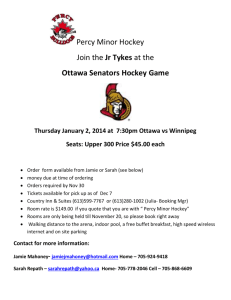 Ottawa Senators Hockey Game Thursday January 2, 2014 at 7
