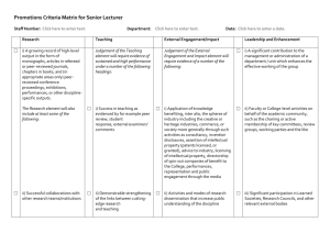 Senior Lecturer Promotion Criteria Matrix
