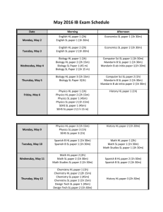 May 2016 IB Exam Schedule